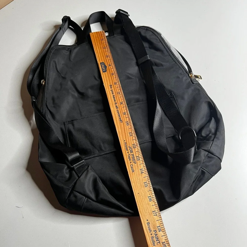 Tumi Just In Case Backpack Black Nylon‎ Gold Hardware Travel Packable Bag